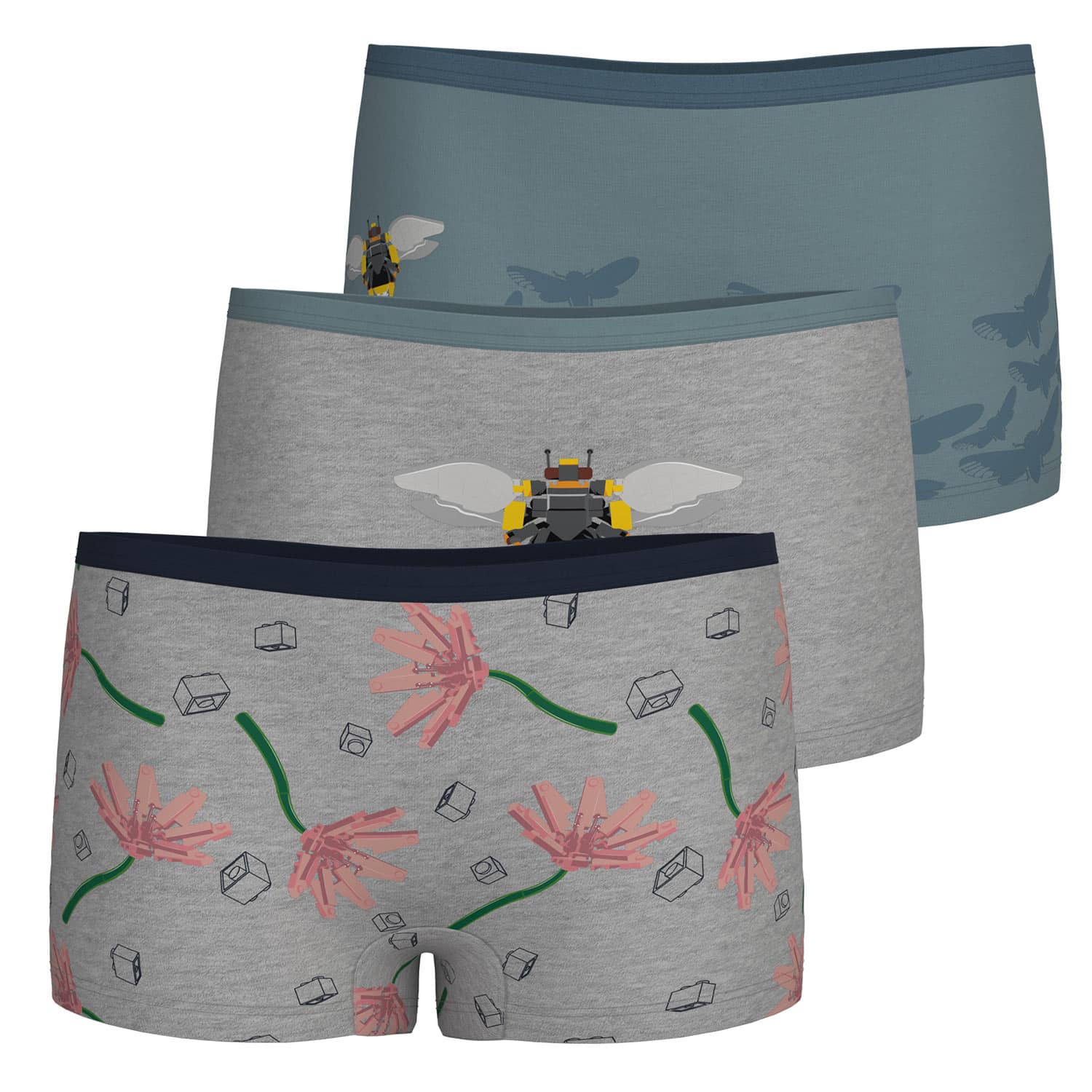 LEGO Iconic donji veš, set 3 kom, melirano siva