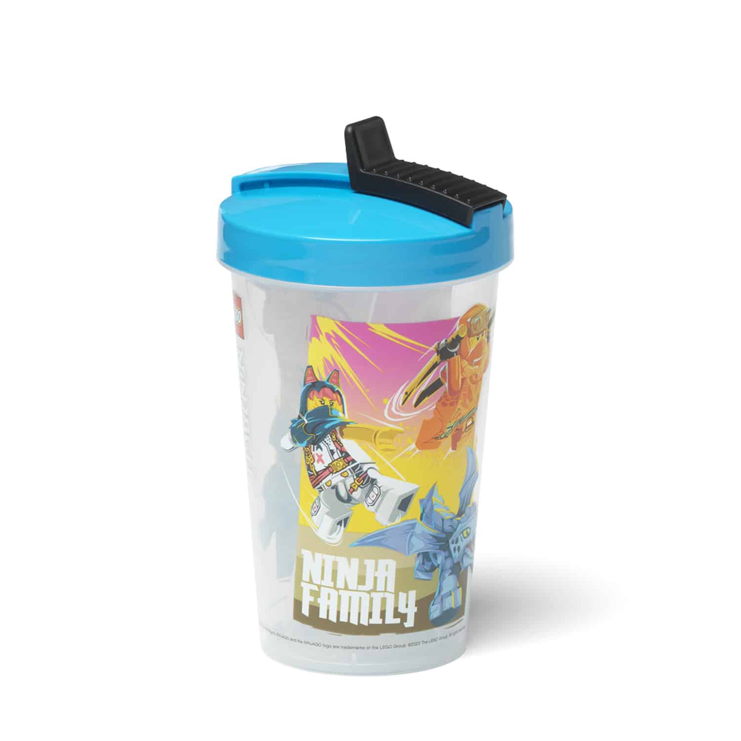 LEGO Ninjago čaša sa poklopcem i slamkom: Prozirno plava