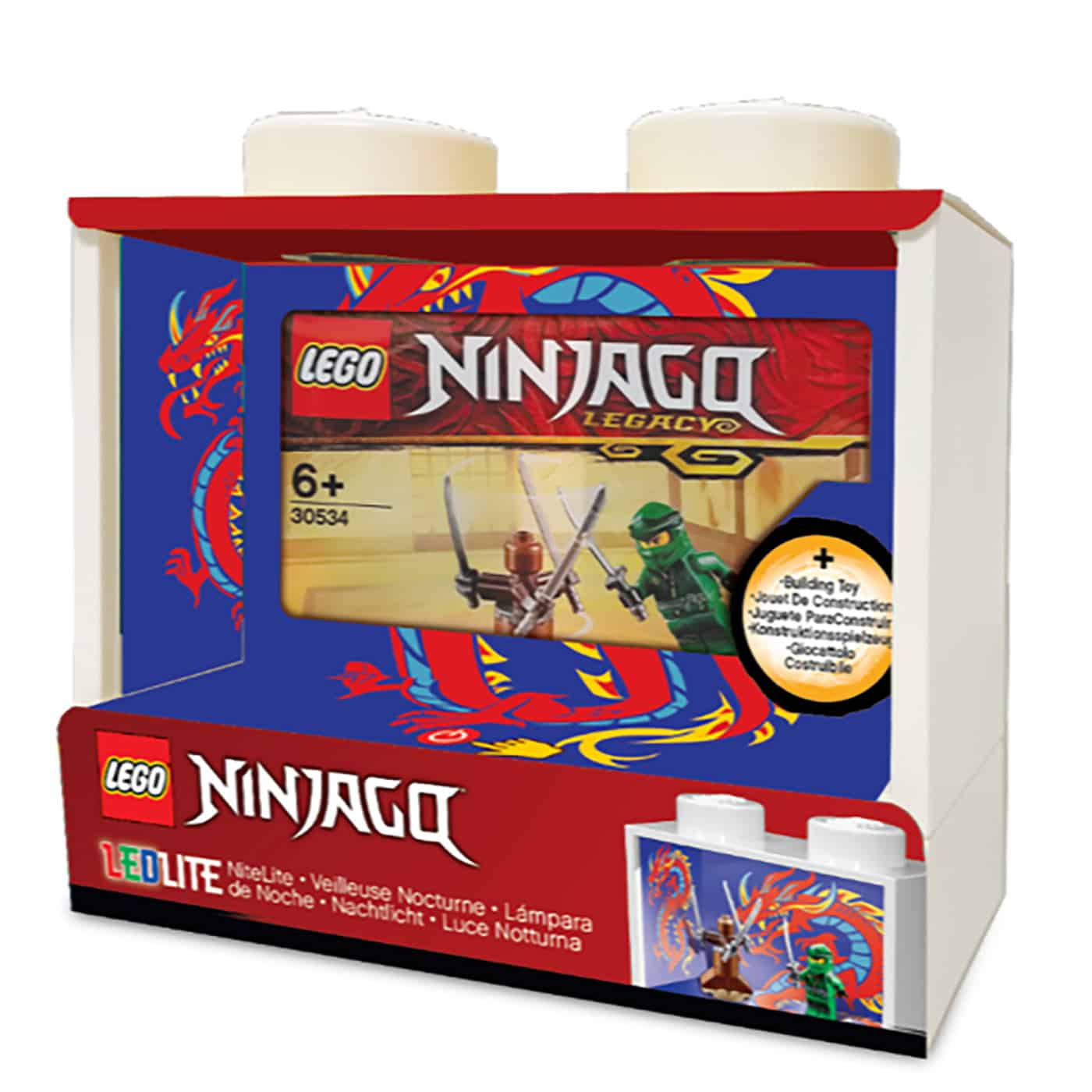 LEGO Classic noćno svetlo i izložbena polica sa setom kockica - Ninjago